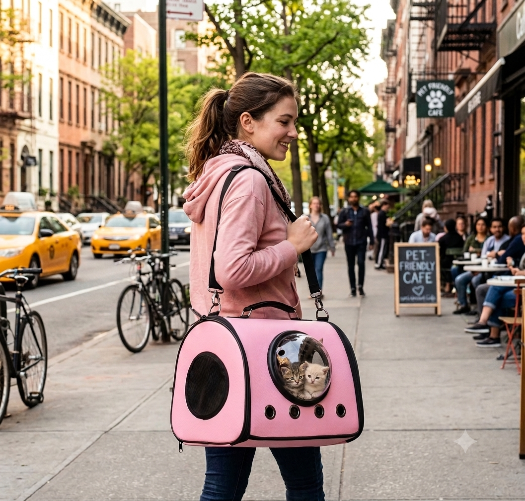 Maleta Transportadora para Mascotas con Ventana de Burbuja Intercambiable – Viajes Cómodos y Seguros