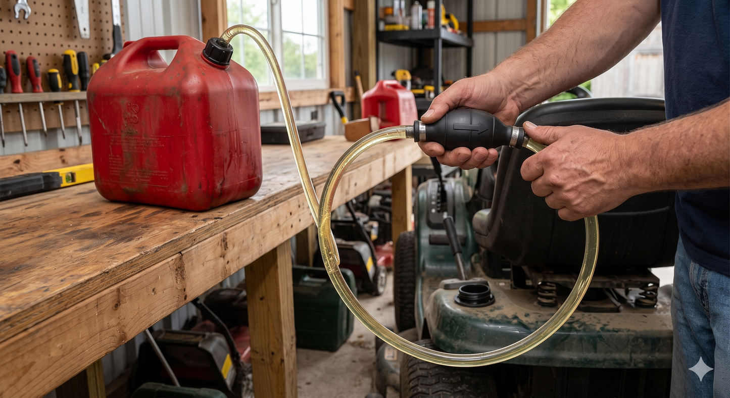 Bomba de Sifón Manual de Alto Rendimiento (10 L/min) – Transferencia Rápida de Gasolina, Agua y Líquidos con Tubo de PVC (2m)