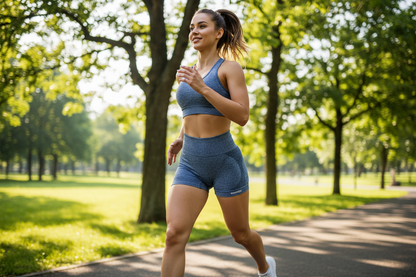 Shorts deportivos azul corriendo